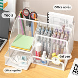 Gaeaspace  -  1PCS Desk Organizer Pen Holder Mesh Pencil Holder Large Capacity Metal Desktop Storage Box for Office and School Supplies