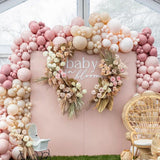 Gaeaspace  -  128pcs Boho Pink Balloon Garland Arch Kit Neutral Pink White Sand Balloons for Girls Baby Shower Birthday Wedding Decorations