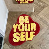 Gaeaspace  -  Be Your Self Shape Tufted Rug Room Anti-Slip Trippy Bedroom Handmade Flocking Rug Carpet Living Room Entrance Rug Home Decor