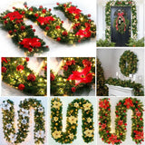 Gaeaspace  -  Artificial Christmas Garland Decorations with Lights, Christmas Wreaths for Xmas Tree Front Door Fireplaces Stairs Decor Wreath