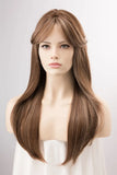 Gaeaspace  -  Brunette Wig with Blonde Highlights Side Bangs Straight Brown Wigs Cosplay Wig Party Hair Wig for Women