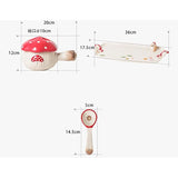 Gaeaspace  -  Red Mushroom Handle Bowl with Lid Creative Ceramic Breakfast Fruit Dessert Plate Creative Mushroom Salad Bowl Spoon Cutlery New