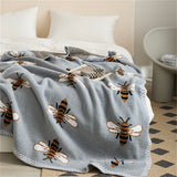 Gaeaspace  -  Bee Pattern Knitted Blanket Sofa Towel Cover Portable Office Nap Blankets For Beds Throw Blanket Bedroom Decorative Shawl Gift