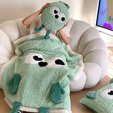 Gaeaspace  -  Ins Style Cute Little Monster Lamb Velvet Casual Blanket Cartoon Tape Embroidered Student Blanket Soft Sofa Shawl Blanket