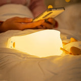 Gaeaspace  -  Lying Flat Duck Night Light LED Silicone Night Lamp USB Charging Room Atmosphere Lamp Adjustable Warm Lighting Children Fun Gift