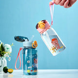 Gaeaspace  -  1pc 400ml Kids Water Sippy Cup With Straw Cartoon Leakproof Water Bottles Outdoor Portable Drink Bottle Children's Lovely Cup