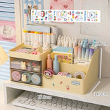 Gaeaspace  -  Multifunctional Kawaii Pen Holder Organizer Desktop Stationery Pencil Storage Box Drawer Desk Cute Ins Multi-layer Storage Box