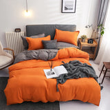 Gaeaspace  -  Solid Color Bedding Set Orange Grey Single Double Size Bed Linen Duvet Cover Pillowcase No Fillings Kids Adult Home Textile