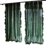 Gaeaspace  -  New American Pastoral Dark Green Blackout Curtains for Living Room Bedroom Premium Linen Shading Curtains with Lace Edge