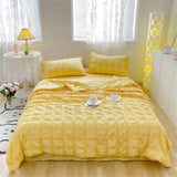 Gaeaspace  -  Korean Style Seersucker Summer Quilt Washed Cotton 200x230cm Thin Quilt Air Condition Blanket Bed Duvet Breathable Bedroom Decor