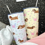 Gaeaspace  -  Cute Puppy Sainless Steel Thermos Bottle Tumbler For Water Coffee Tea Kawaii Korean Thermal Flask Vaccum Cup With Straw 550ml