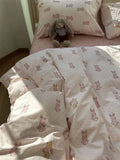 Gaeaspace  -  Sweet cute cartoon rabbit bear polka dot bedding set,twin full queen lovely cotton home textile bed sheet pillowcase quilt cover