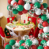 Gaeaspace   -  116 Pieces Red White Green Confetti Balloons Garland Arches Set Hanging Snowflakes Christmas New Year Wedding Party Decorations