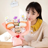 Gaeaspace  -  Kawaii Boba Flower Plush Toy Bouquet Bubble Tea Dolls Preserved Flowers Plushies Valentine Graduation Christmas Gifts for Girl