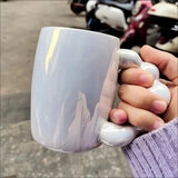 Gaeaspace  -  Pearl White Mugs Coffee Cups Ceramic Ins Korean Style Bubble Handgrip Coffee Cup for Breakfast Milk Juice Tea Cup Microwave Safe