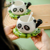 Gaeaspace  -  Creative Bamboo Panda Ceramic Teacup Cartoon Cute Bear Coffee Cup Couple Gift Dessert Milk Mug Home Water Mug Home Decoration