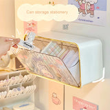 Gaeaspace   -  Kawaii Wall-mounted Storage Box For Underwear Socks Cute Plastic Organizing Boxes Clear Stationery Bathroom Makeup Organizer