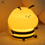 Gaeaspace  -  LED Night light Cute Bee Cartoon Animals Silicone Lamp for Children Kid Touch Sensor Timing USB Rechargeable For Birthday Gifts