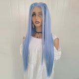 Gaeaspace  -  Blue Wig Long Straight Synthetic Lace Front Wig Glueless Wig Ready to Wear Light Blue Hair Lace Wigs for Women Party Cosplay