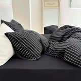 Gaeasapce  -  Bedding Set 100%Cotton Simple Black Stripe Duvet Cover Set Single Full Double Queen King Nordic Quilt Cover Bed Sheet Pillowcase