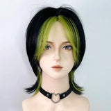 Gaeaspace  -  Men Synthetic Role Play Wig Mullet Head Wig Avocado Black Ombre Green High Quality Wig Boy