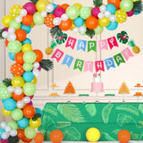 Gaeaspace  -  Hawaiian Birthday Balloon Chain Set Birthday Party Decoration Gold Straw Table Skirt Felt Banner, Pull Flag Party Decorations