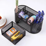 Gaeaspace  -  Iron Stationery Pen Holder Storage Rack Student Desk Pen Insertion Cosmetic Drawer Type Organizing Box School Office Supplies