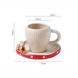 Gaeaspace  -  Red Mushroom Coffee Cup Saucer Exquisite Ceramic Afternoon Tea Set Simple Home Teapot Breakfast Milk Mug Cartoon Dessert Plate