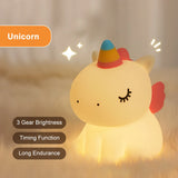 Gaeaspace  -  unicorn Cute Silicone LED Night Light For Kids children USB Rechargeable Cartoon Animal bedroom decor Touch Night Lamp for gifts