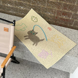 Gaeaspace  -  Kawaii PVC Cat Welcome Doormat Funny Cartoon Korean Style Mat House Entrance Rug Carpet Anti Dust Door Floor Pad Home Decor