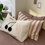 Gaeaspace  -  Korean Style Cotton Stripe Pillow Case Envelop Sleeping Pillowcase Cushion Cover Bedroom Decorations Home Room Bedding Decor