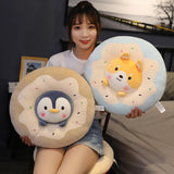 Gaeaspace  -  40cm Creative Bunny Doughnut Cake Cushion Dolls Cute Stuffed Penguin Pig Donut Throw Pillow  Animal Home Decor Gifts for Kids