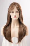 Gaeaspace  -  Brunette Wig with Blonde Highlights Side Bangs Straight Brown Wigs Cosplay Wig Party Hair Wig for Women