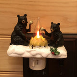 Gaeaspace  -  Two Bears Campfire Flickering Nightlight 3D Spooky Fire LED Fake Campfire Bonfire Room Night Lights Home Decoration Halloween