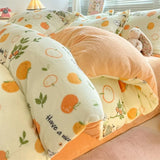 Gaeaspace  -  Winter Thickened Warm Flannel Queen Bedding Set Home Textile Cartoon Cute Duvet Cover Sheet Pillowcase 4pcs Luxury Bed Linen Set