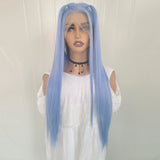 Gaeaspace  -  Blue Wig Long Straight Synthetic Lace Front Wig Glueless Wig Ready to Wear Light Blue Hair Lace Wigs for Women Party Cosplay