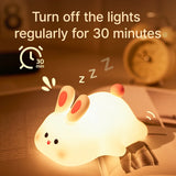 Gaeaspace  -  Big Face Rabbit Night Light Cute Silicone Rabbit Cartoon Soft Lamp Touch Night Light Children Sleep Light Room Decoration Gift