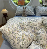 Gaeaspace  -  Fresh fashion blue green floral bedding set 1.2 1.5 1.8,twin full queen cotton home textile bed sheet pillowcase quilt cover