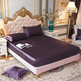 Gaeaspace  -  Luxury pure Satin Queen Bed Sheet Set High End Silky Home Bed Sheets Pillow Cover Single Double Fitted Sheet with Elastic Band