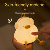 Gaeaspace  -  Musical Duck Night Lamp Cute Silicone Duck Night Lamp Touch Warm Light USB Charging Timer Room Decoration Creative Children Gift