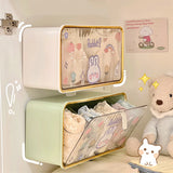 Gaeaspace   -  Kawaii Wall-mounted Storage Box For Underwear Socks Cute Plastic Organizing Boxes Clear Stationery Bathroom Makeup Organizer