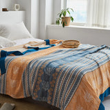 Gaeaspace  -  Summer Muslin Plaid Bed Sofa Throw Blankes For Home Double Quilt Decorative Bedspreads Beds Linen Cotton Cover Blanket 150*200cm