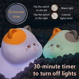 Gaeaspace  -  Gluttonous Cat Night Light Rechargeable Silicone Touch Patting Lamp Fun Cat and Fish Lamp Animal Light Bedside Desktop Decor