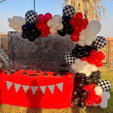 Gaeaspace  -  Racing Car Theme Birthday Balloons 4D Silver Black Red Balloon Arch Garland Boys Two Fast Baby Shower Birthday Party Supplies