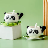 Gaeaspace  -  Creative Bamboo Panda Ceramic Teacup Cartoon Cute Bear Coffee Cup Couple Gift Dessert Milk Mug Home Water Mug Home Decoration