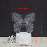 Gaeaspace  -  1pc Butterfly 3D Night Light, 3D Optical Illusion Lamp With Touch, 7-Color Changing Ambient Light For Bedroom