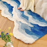 Gaeaspace  -  Special-Shaped Ins Style Wave Pattern Bedroom Bed flocking Foot Mat Living Room Sofa Carpet Thickened Absorbent Non-slip Mat