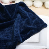 Gaeaspace  -  Premium Flannel Fleece Bed Throw Blanket for Sofa Couch Navy Waffle Textured Soft Fuzzy Blanket Warm Cozy Microfiber