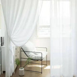 Gaeaspace  -  Solid White Curtains for Living Room Modern Chiffon Light-transmitting Gauze Curtain Home Bedroom Bay Window Screen Curtain