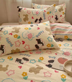 Gaeaspace  -  Cute cartoon dog star bedding set,twin full queen lovely colorful puppy cotton home textile bed sheet pillow case quilt cover